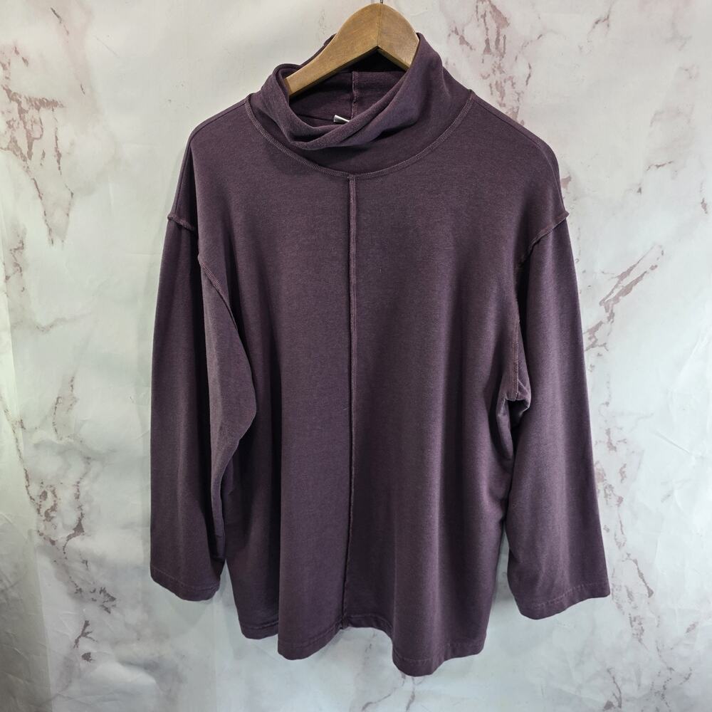 Bryn Walker Shirt Womens Small Burgundy Purple Long Sleeve Tunic Funnel Neck